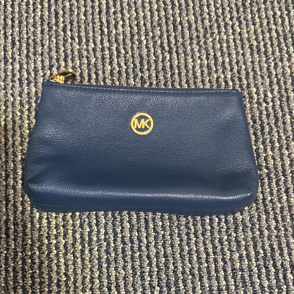 Michael Kors Dark Blue Pouch with Gold Logo